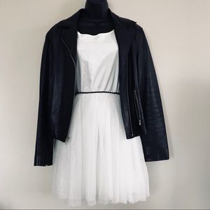 EXPRESS WORLD BRAND MOTO LEATHER JACKET SZ 7/8